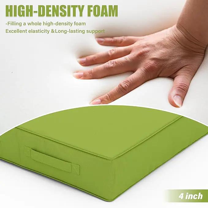 Patio Chair Cushions 19 X 19 X 4 Inch Waterproof Outdoor Seat Cushions for Patio Furniture, Outdoor Sofa Couch Pads with Ties & Handle, Set of 2, Grass Green by GreenHaven Gardens