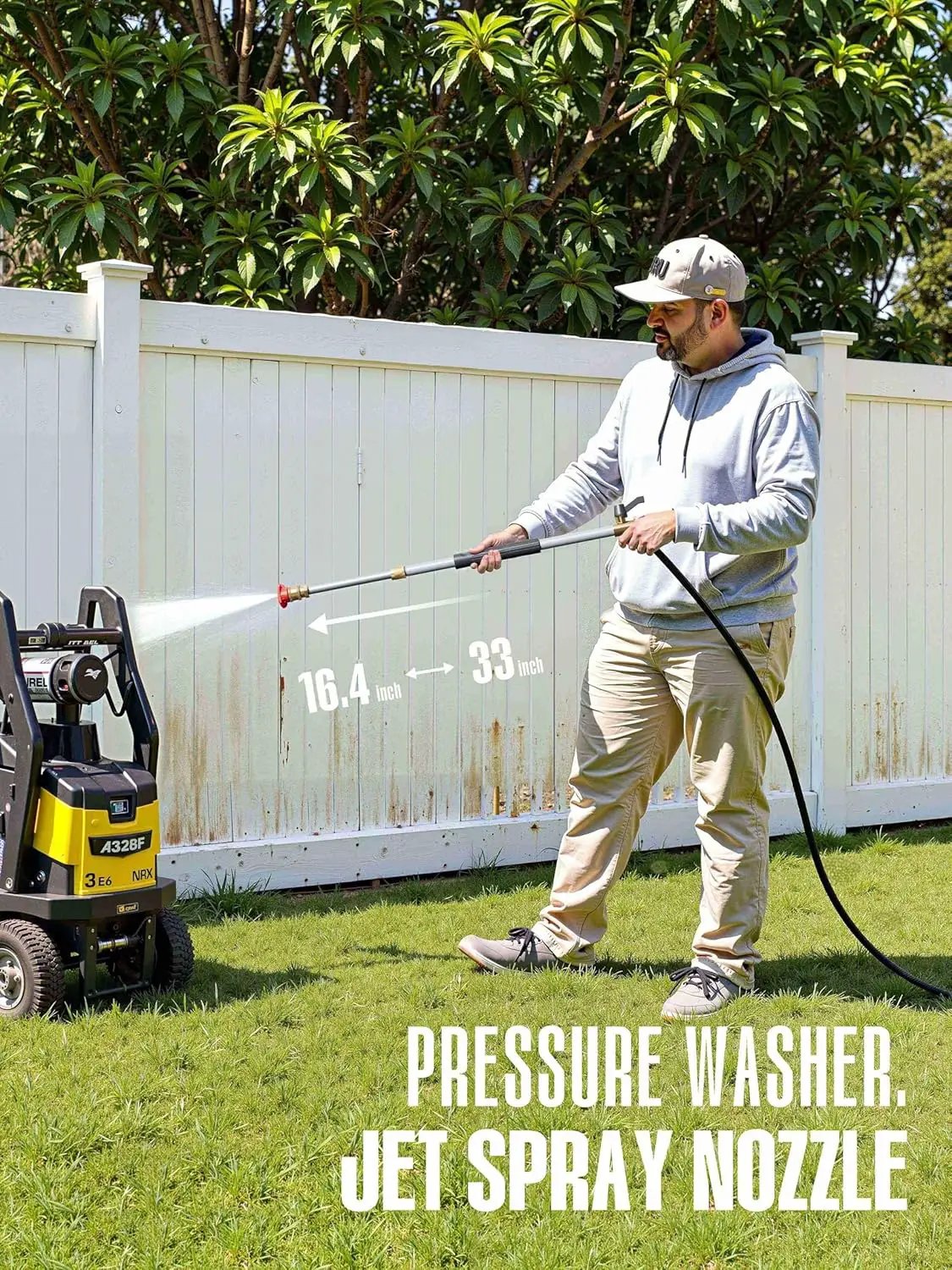 Jet Nozzle High Pressure Hose Nozzle, 2025 Upgraded Adjustable Hydro Nozzle Wands 18-33 inch, Garden Water Hose Sprayer with 5 Tips and Hose Quick Connectors for Garden, Floor and Car Washing by GreenHaven Gardens