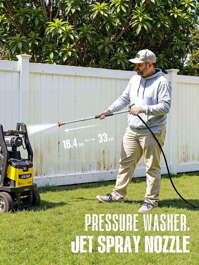 Jet Nozzle High Pressure Hose Nozzle, 2025 Upgraded Adjustable Hydro Nozzle Wands 18-33 inch, Garden Water Hose Sprayer with 5 Tips and Hose Quick Connectors for Garden, Floor and Car Washing by GreenHaven Gardens