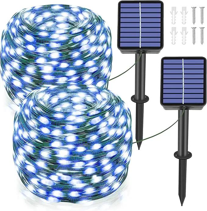 Ollny Solar String Lights for Outside, 2 Pack Total 132FT 400LED Solar Christmas Lights Outdoor, IP67 Waterproof 8 Modes String Lights for Tree Yard Garden Patio Party, Blue by GreenHaven Gardens