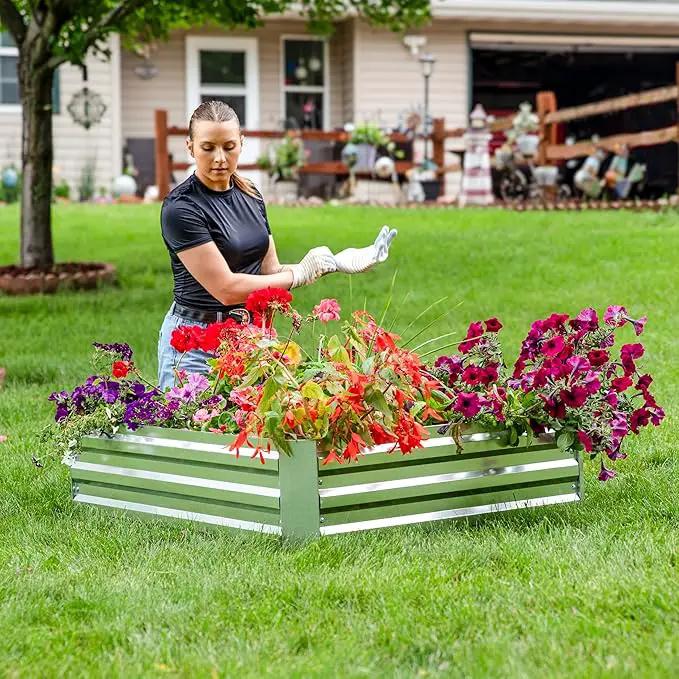 Sunnydaze Galvanized Raised Garden Bed - Metal Raised Bed for Gardening - Outdoor Planter Box for Flowers, Plants, and Vegetables - Silver - 48" W x 36" D x 12" H Rectangle by GreenHaven Gardens