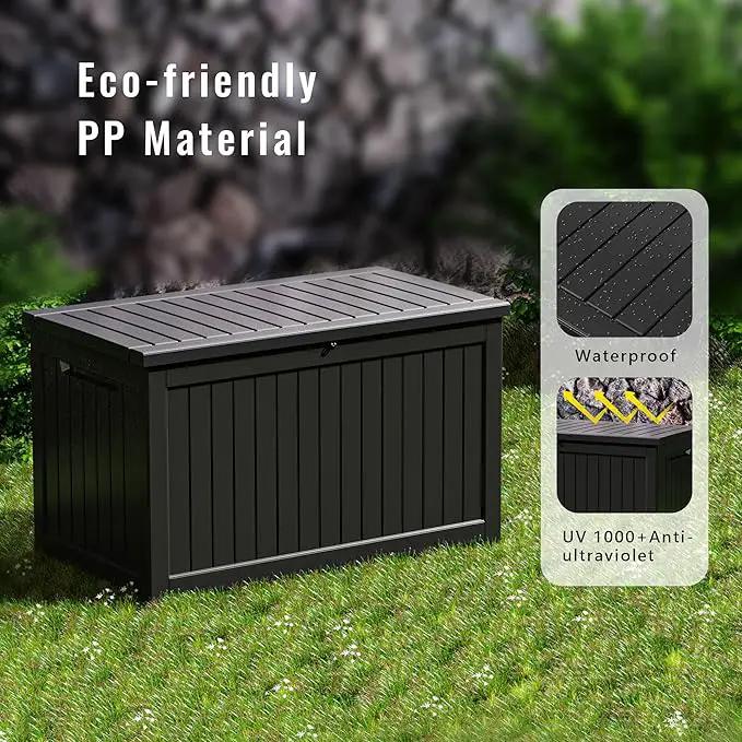 DRATO 230 Gallon Deck Box, Outdoor Large Waterproof Resin Storage Box with Lockable Lid for Patio Cushions, Gardening Tools, Sports Equipment, Black by GreenHaven Gardens