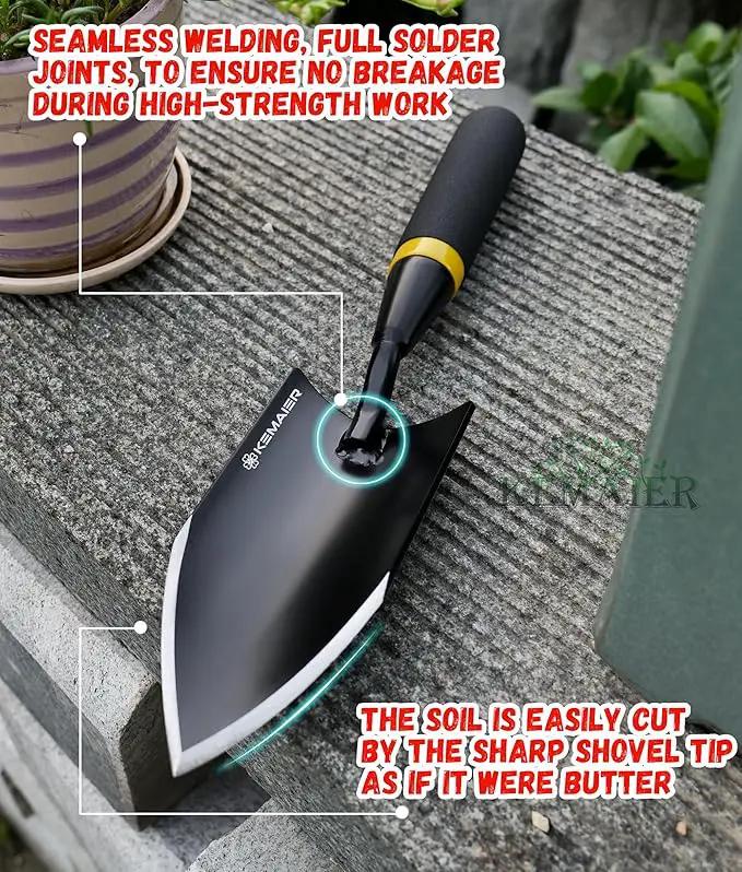 Garden Shovel - Heavy Duty Gardening Hand Trowel, Carbon Steel Garden Trowel with Rubberized Handle, Trowel Garden Tool for Diligent Farmer Soil Planting Digging Transplanting
