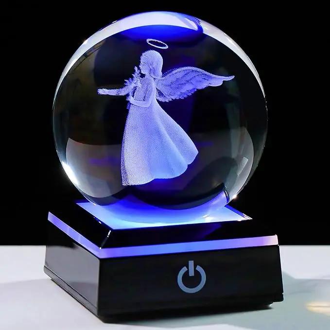 Qianwei 3D Crystal Guardian Angel Figurines - Angel Statue Stuff, Paperweight, Sympathy & Birthday Gifts for Christian & Best Friend Keepsake by GreenHaven Gardens