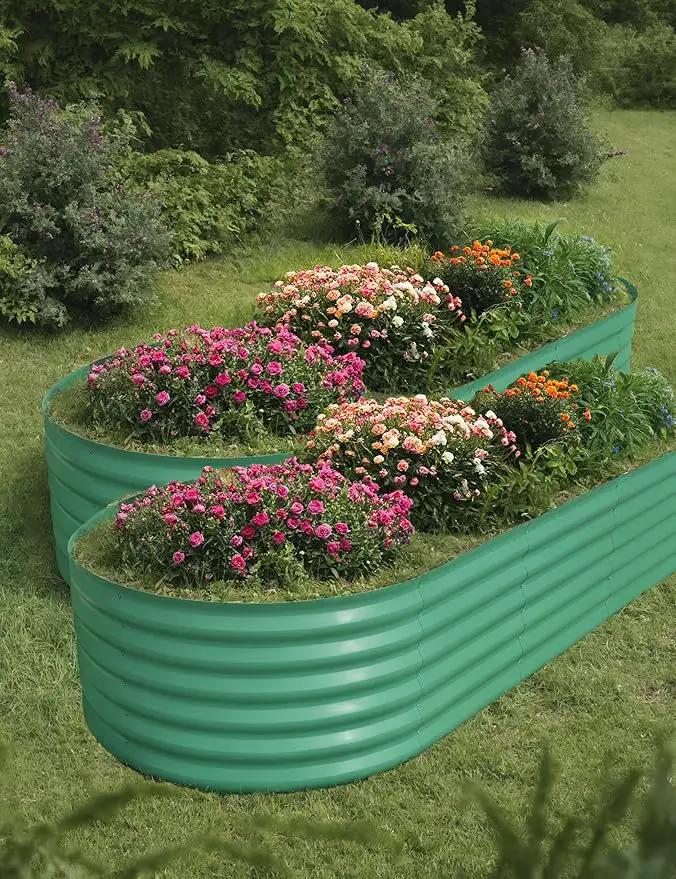 2 Pcs Raised Garden Beds Outdoor 10x4x1.5ft - Galvanized Steel Planter Box for Vegetables, Flowers, Rust-Resistant Garden Box, Easy Assembly Raised Beds, Durable Planters for Outdoor Plants, Green by GreenHaven Gardens
