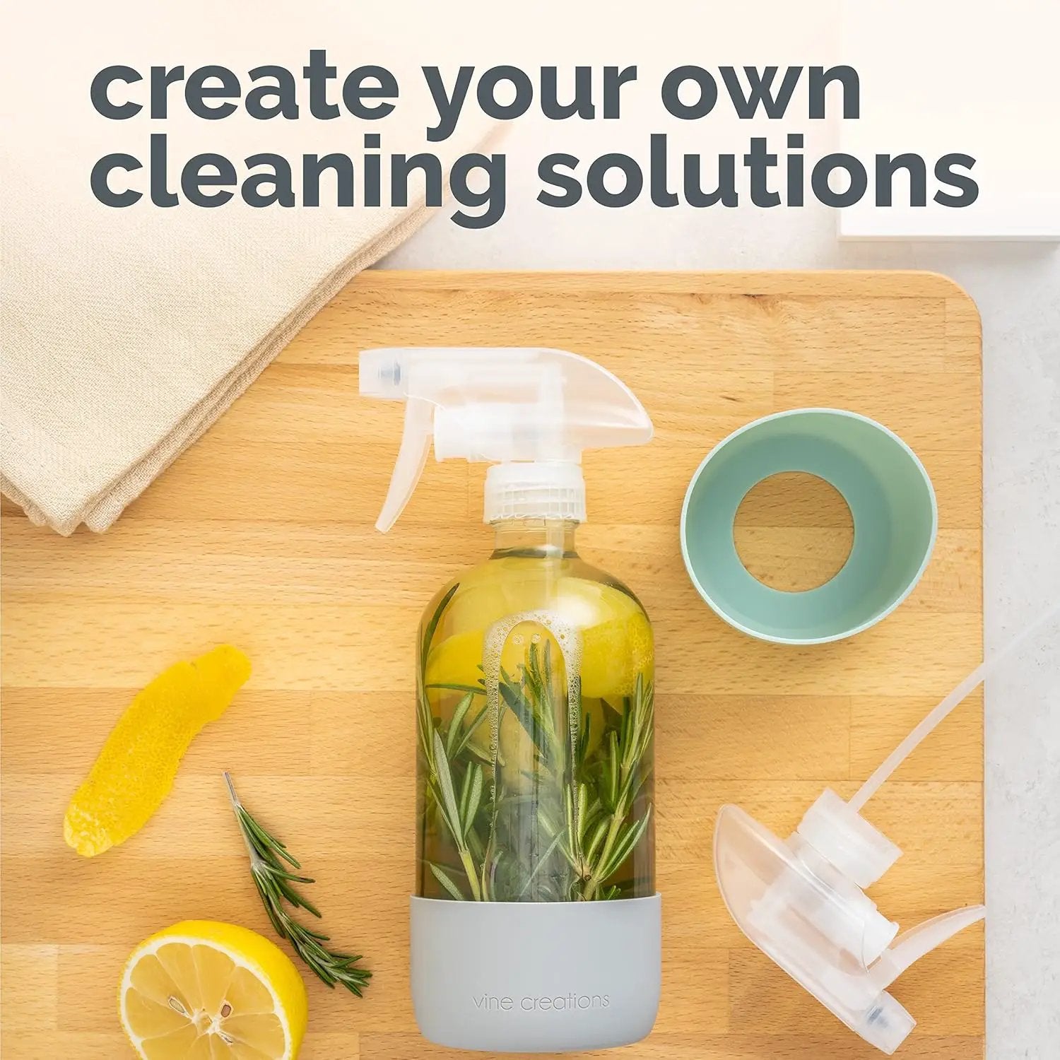 Vine Creations Glass Spray Bottles for Cleaning Solutions, Clear Glass Spray Bottle with Silicone Sleeve, 16 oz Empty Spray Bottles for Cleaning, Plant Spray Bottle, Mist and Stream Nozzle - 2 Pack by GreenHaven Gardens