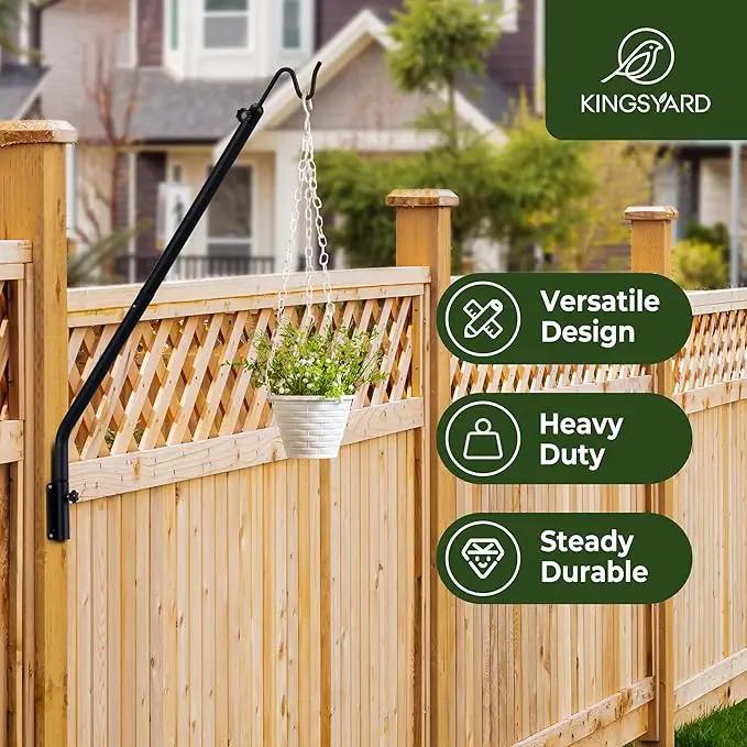 Kingsyard Heavy Duty Wall Mounted Deck Hook, 27"-39" Adjustable Metal Plant Wall Hanger for Hanging Bird Feeders, Planters, Lanterns, Wind Chimes, Wall Mounted by GreenHaven Gardens