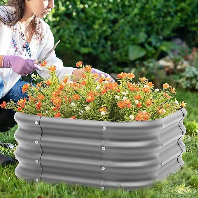 2-Pack 2x1ft Galvanized Raised Garden Bed, Outdoor Planter Bed, Metal Planter Box for Gardening and Planting,Dark Grey by GreenHaven Gardens