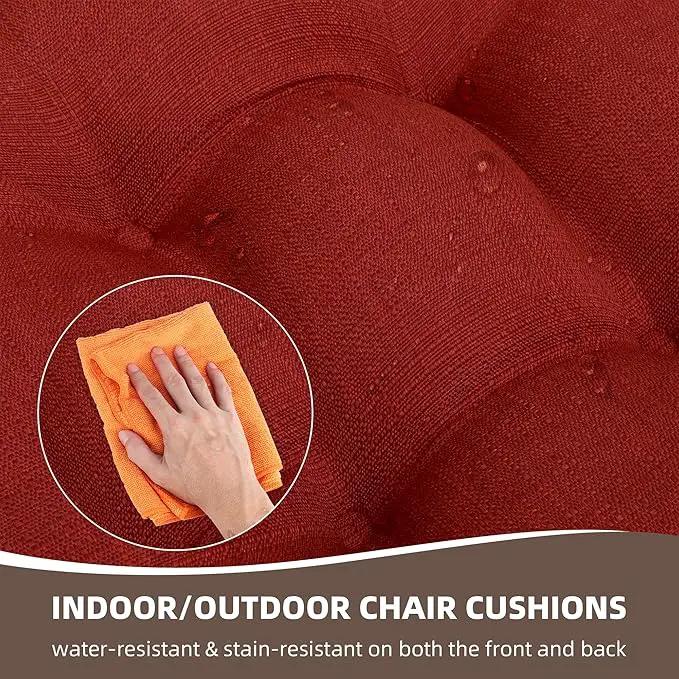 RACE LEAF Patio Chair Cushions 19x19 4 Pack, Thickened Outdoor Seat Cushions Water Resistant Stain Resistant Non-Slip Ties (Red) by GreenHaven Gardens