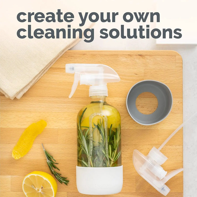 Vine Creations Glass Spray Bottles for Cleaning Solutions, Clear Glass Spray Bottle with Silicone Sleeve, 16 oz Empty Spray Bottles for Cleaning, Plant Spray Bottle, Mist and Stream Nozzle - 2 Pack by GreenHaven Gardens