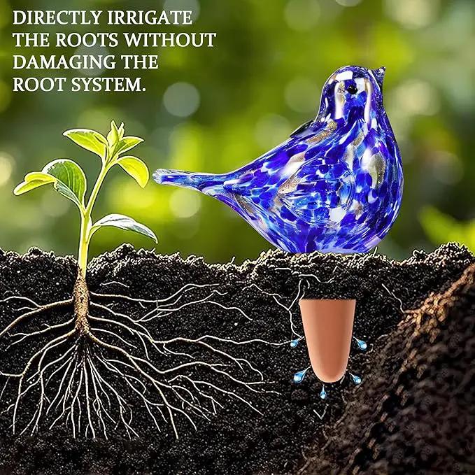 Glass Bird Shaped Plant Watering Ball Glass Automatic Watering Ball Flower Pot Insertion Spike Drip Irrigation Device Watering Ball Irrigation System Plant Enthusiast Gift (Dark Blue) by GreenHaven Gardens