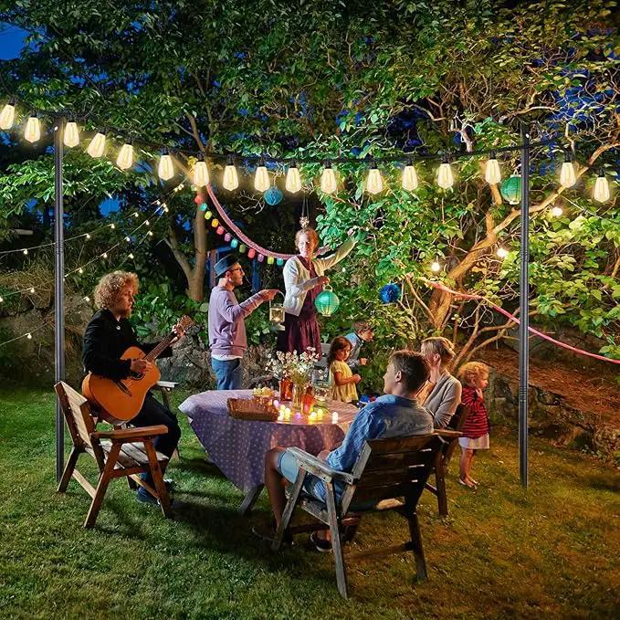 Outdoor String Light Poles, 9FT Metal Patio Light Poles Post for Outside with Fork for Outside Hanging Backyard Garden, Deck Lighting Stand for Parties, Wedding, Halloween Party Decor -2Pack by GreenHaven Gardens
