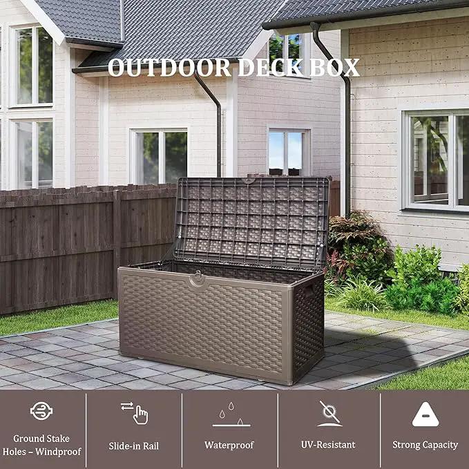 80 Gallon Pro Outdoor Storage Box Waterproof Lockable Resin Deck Box Large, Patio Storage Bin for Pool Accessories Cushion Furniture, Garden Tools, UV-Resistant Outside Delivery Brown by GreenHaven Gardens