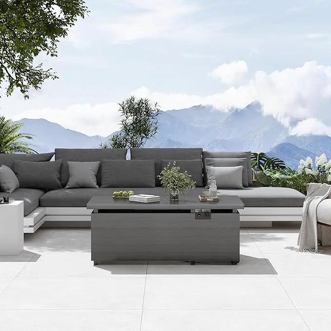 Sundale Outdoor 51 Inch Outdoor Fire Pit Table, 50,000 BTU Rectangle Propane Fire Pit with Glass Wind Guard, Rain Cover, Removable Lid, Matching with Outdoor Furniture Sets, CSA Certified, Gray by GreenHaven Gardens