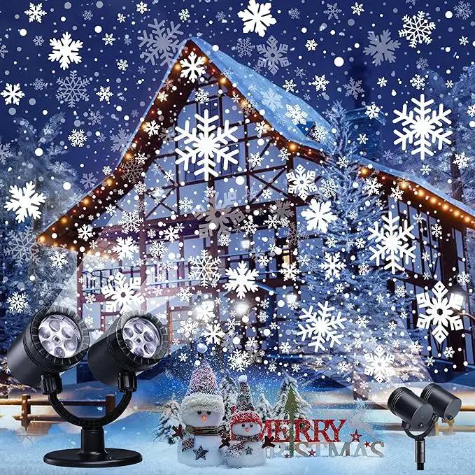 Snowflake Christmas Projector, LED Snow Lamp with Timer for Indoor/Outdoor Decor by GreenHaven Gardens