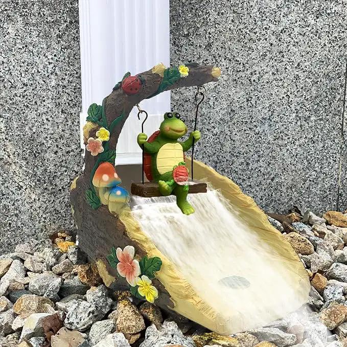 Tortoise On The Swing Gutter Downspout Extension Decoration,Rain Downspout Diverter Garden Statue,Decorative Gutter Extension,Downspout Splash Block,Animal Resin Statue Outdoor Décor by GreenHaven Gardens