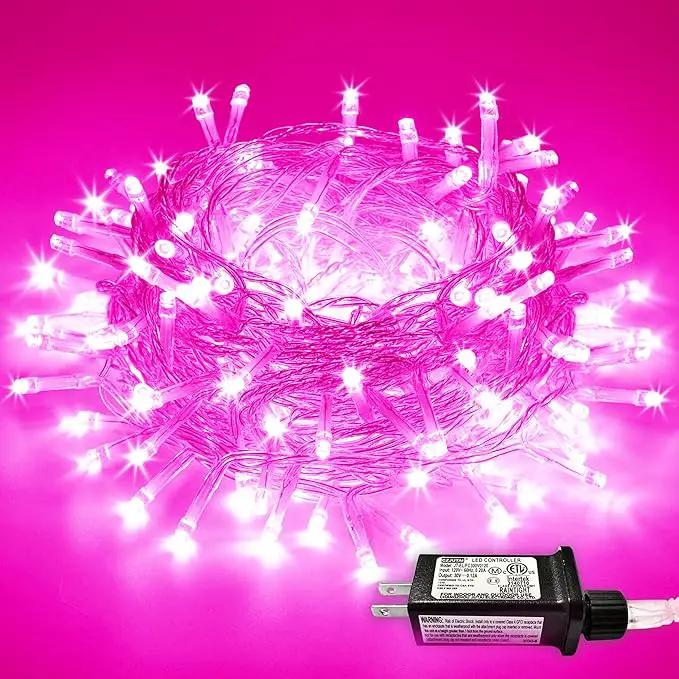 JMEXSUSS 66 Ft Pink Lights for Room Decor, 200 LED Pink String Fairy Christmas Lights Clear Wire Plug in for Bedroom Indoor Outdoor Girl's Room Decorations by GreenHaven Gardens
