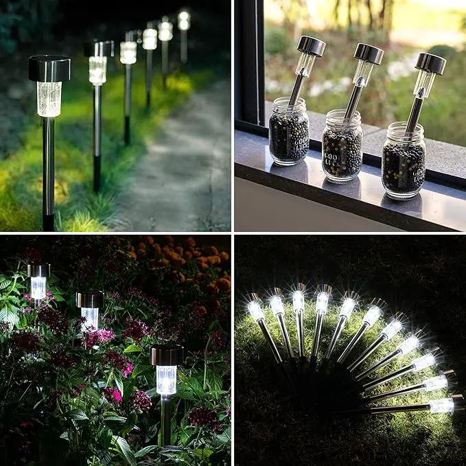 GIGALUMI Solar Pathway Lights 12 Pack, Stainless Steel IP44 Waterproof Auto On/Off Outdoor LED Pathway Landscape Solar Lights for Garden, Yard, Patio, Path and Walkway. (Cold White) by GreenHaven Gardens