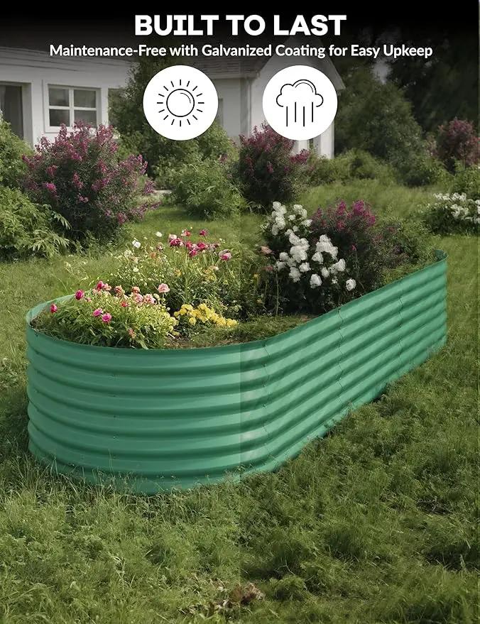 10x4x1.5ft Raised Garden Bed,Galvanized Raised Planter Boxes Outdoor with Easy Assembly, Large Garden Bed for Vegetables, Fruits, Flower,Raised Garden Bed,Green by GreenHaven Gardens