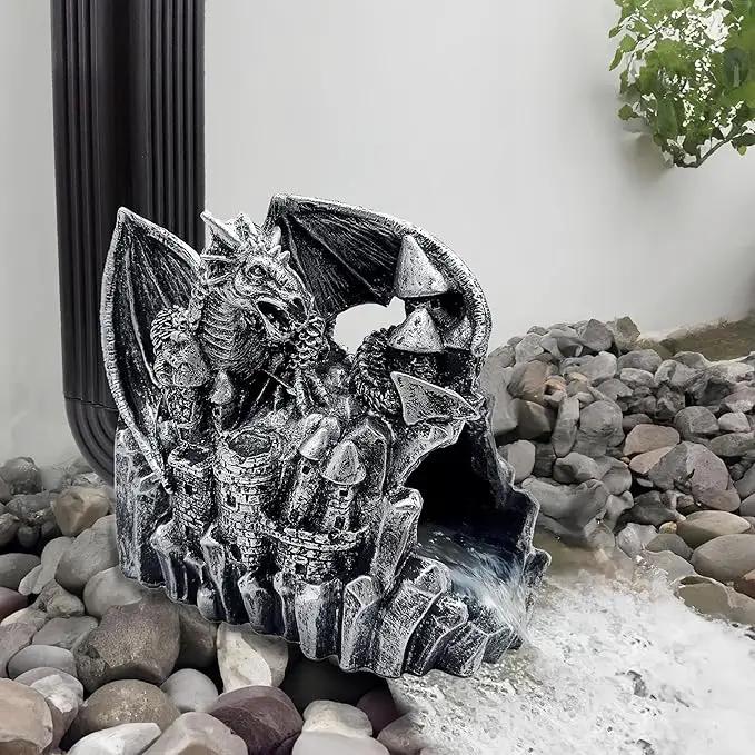 Dragon Gutter Diverter Rain, Outdoor Decor Sculpture, Garden Rain Downspout Diverter, Splash Block, Gutter Extender, Decorative Extension, Animal Statue,Eco-Friendly Resin, Fits 3x4 Downspouts by GreenHaven Gardens