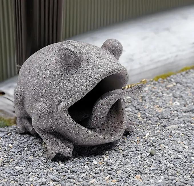 Frog Statues Gutter Downspout Extension Statues Garden Decoration,Animal Resin Statue Outdoor Decor,Downspout Diverter,Decorative Gutter Extension,3"×4" Downspout Extender Diverter Splash Block（Grey） by GreenHaven Gardens
