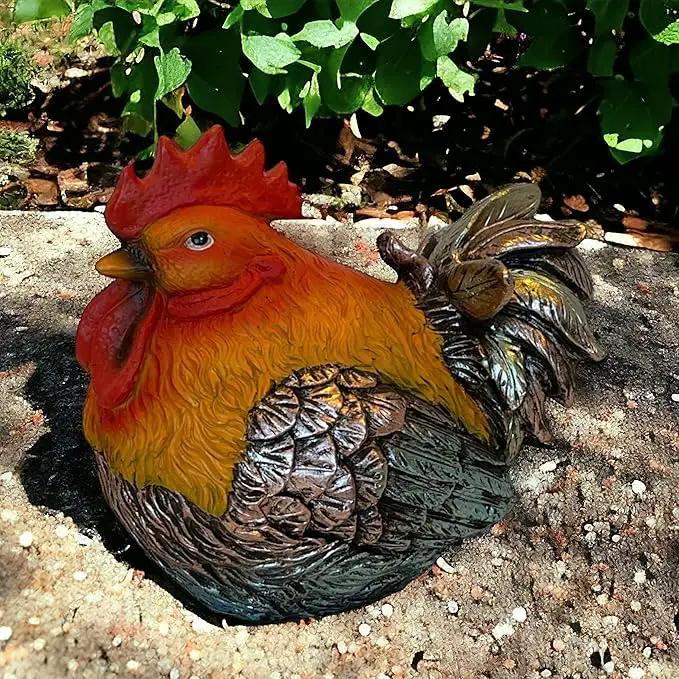 Rooster Garden Statue Quietly Holds a Hidden Key Outside for Your House or in Your Kitchen for Your Car by GreenHaven Gardens