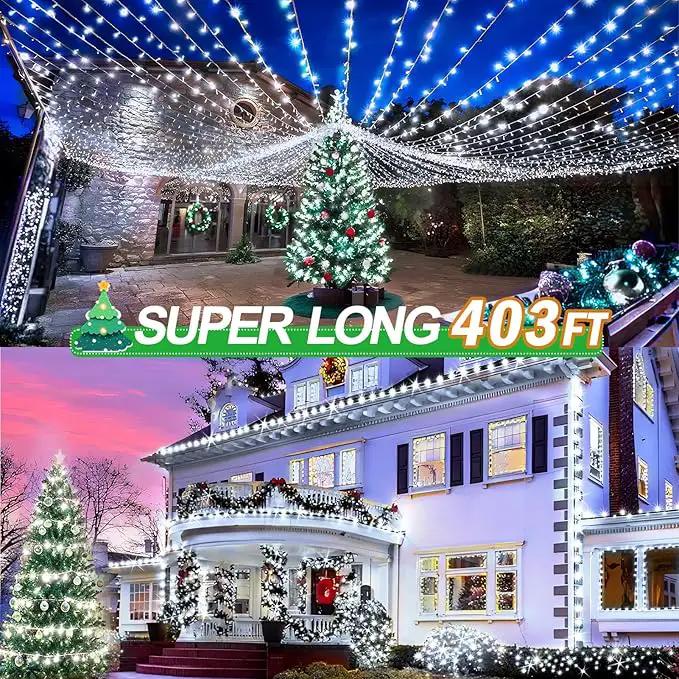 KNONEW 403ft 1000 LED String Lights Outdoor Christmas Lights 8 Modes & Timer Fairy Light Plug in Waterproof LED String Lights for Xmas Yard Tree Wedding Party Holiday Decorations (Cool White) by GreenHaven Gardens