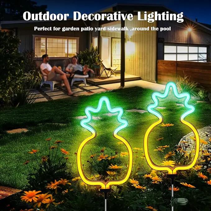 SunKite Pineapple Solar Garden Lights Solar Decorative Stake Lights Outdoor Waterproof Solar Neon Lights for Garden,Yard, Lawn, Pathway, Patio,Backyard Decor(2 Pack) by GreenHaven Gardens