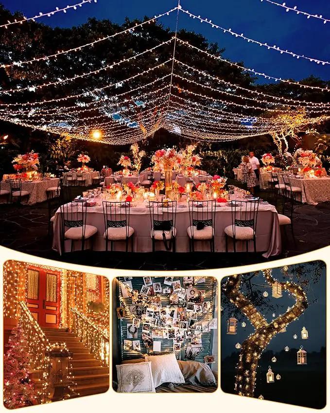 Brightown 2 Pack Solar String Lights for Outside, 92Ft 240 LED Solar Lights Outdoor Waterproof with 8 Modes, Solar Outdoor String Light for Patio Yard Tree Garden Party Decorations, Warm White by GreenHaven Gardens