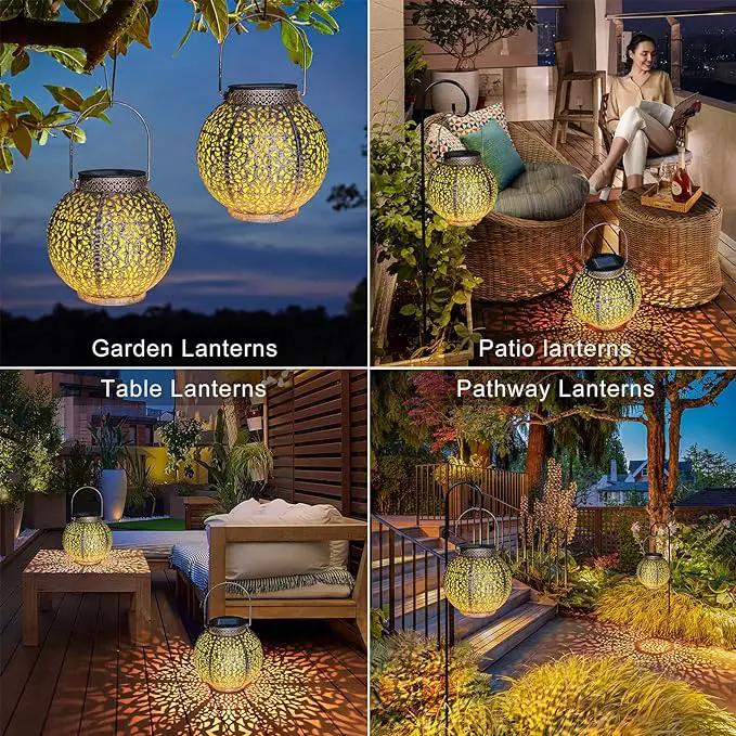 2Pack Outdoor Solar Lanterns Waterproof, Garden Gifts for Women, Rose Patio Garden Decor Lights , Warm White LED Table Lamp for Yard Art, Porch, Mothers Day Mom Grandma (Antique Bronze ) by GreenHaven Gardens