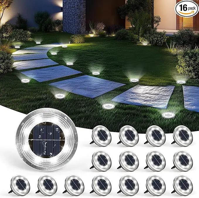 SOLPEX 16 Pack Solar Ground Lights Outdoor Waterproof, Solar Powered Pathway Lights, Landscape Lighting for Garden Walkway Driveway Backyard Decor (Cool White) by GreenHaven Gardens