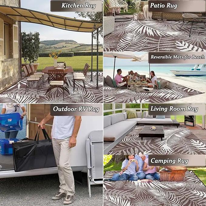 HiiARug Outdoor Rug 6x9Ft Outdoor Plastic Straw Rug Waterproof Outdoor Rugs for Patios Clearance Large Reversible Patio Mat Outdoor Area Rug for Patios Deck Beach RV Camper Backyard,Brown&White by GreenHaven Gardens