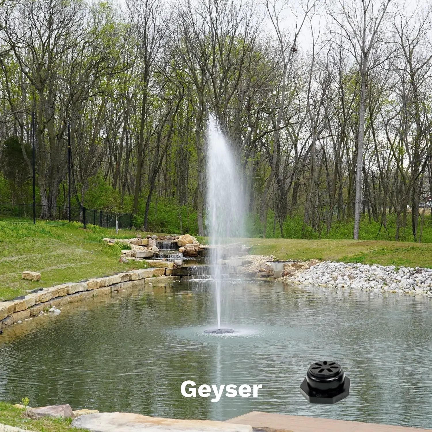 HALF OFF PONDS Floating Fountain – 1.75 HP Pond Aerator with 200' Cord – 14,800 GPH Water Pump – 11 Spray Patterns - Energy-Efficient – for Large Ponds, Lakes & Water Gardens by GreenHaven Gardens