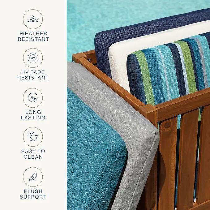 Honeycomb Outdoor Essentials Set of 2 Tufted Seat Pads, 19 x 18, Hampton Texture Hunter Dining Chair Cushions for Patio Furniture by GreenHaven Gardens