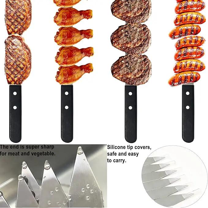 23.6 Inch Long Kabob Skewers, 0.91 Inch Wide, Stainless Steel with Black Wood Handle, 7 Pack by GreenHaven Gardens