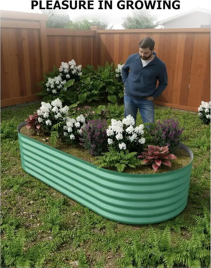 8x4x1.5 ft Raised Garden Bed,Galvanized Raised Planter Boxes Outdoor with Easy Assembly, Large Garden Bed for Vegetables, Fruits, Flower,Raised Garden Bed,Green by GreenHaven Gardens