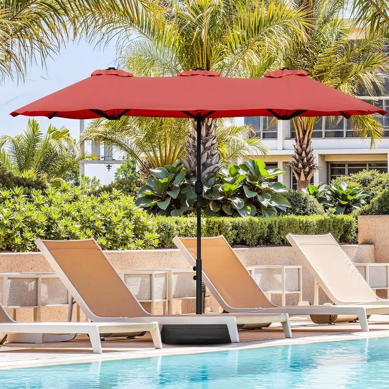 Vongrasig 15FT Large Patio Umbrella with Base Included, Outdoor Double sided Umbrellas with Crank Handle, Rectangle Table Umbrella for Pool Lawn Garden Market by GreenHaven Gardens