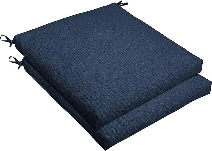 Sorra Home Sunbrella Bristol Square Chair Cushion (Set of 2) - Fade & Water Resistant, Outdoor & Indoor Patio Seat Cushion with Plush Foam - Spectrum Indigo (20" x 20" x 2.5") by GreenHaven Gardens