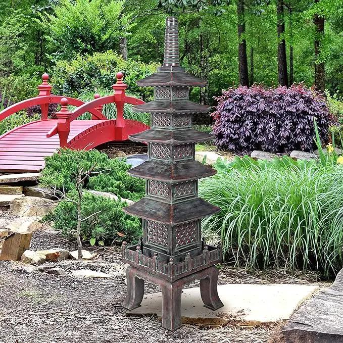 Design Toscano Nara Temple Pagoda Asian Decor Garden Statue, Grande 71 Inch Tall, Fiberglass Cast Stone Resin, Verdigris Green Bronze Finish by GreenHaven Gardens