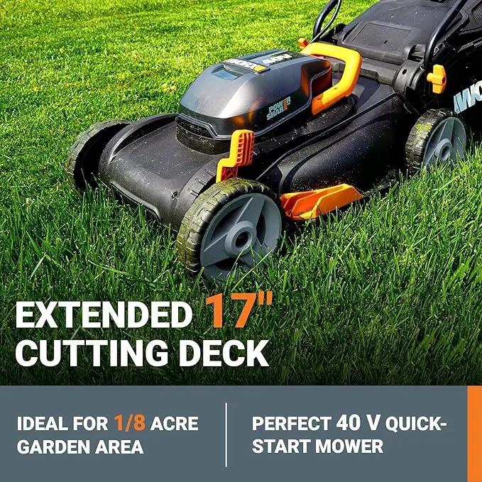 WORX 40V 17" Cordless Lawn Mower for Small Yards, 2-in-1 Electric Mower Cuts Quiet, Compact & Lightweight Push Lawn Mower with 7-Position Height Adjustment – 2 Batteries & Charger Included by GreenHaven Gardens
