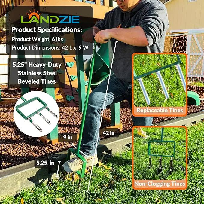 LANDZIE Lawn Aerator Replacement Tines - Set of 3 Hollow Tines for Aerator Lawn Tool - 3 Heavy Duty Stainless Steel Manual Lawn Aerator Add-on Hollow Tines for Compacted Soil - Manual Hand Coring Tool by GreenHaven Gardens
