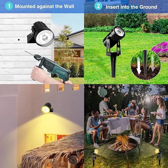T-SUNUS Solar Landscape Spotlights, Solar Garden Spot Light IP65 Waterproof 9.8ft Cable, 2000mAh Separated Solar Panel, Auto On/Off for Garden Driveway Pathway Pool Area(Warm White 3000K) by GreenHaven Gardens