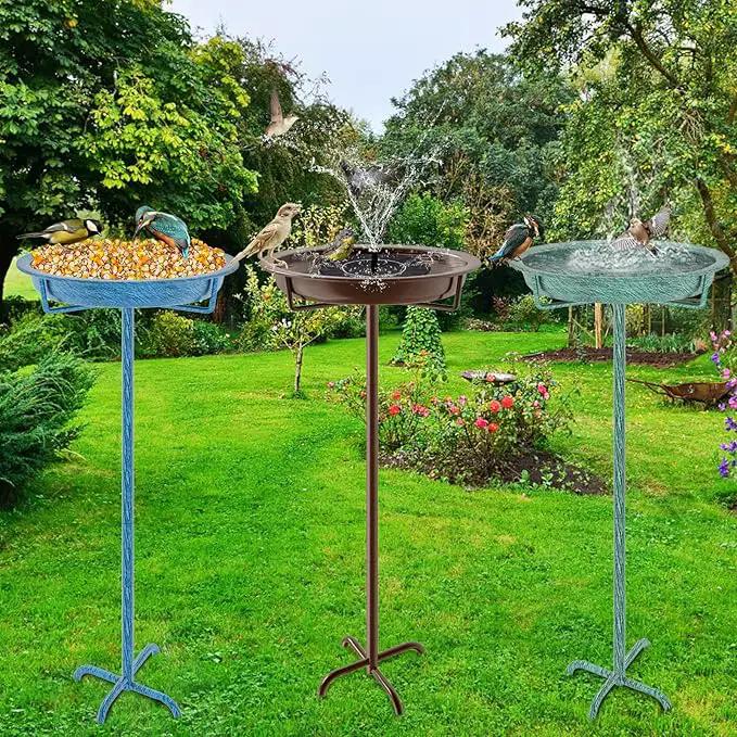 Metal Bird Bath for Outside, 36.2" Height Birdbath Bowl Standing Bird Feeders for Outdoors with 4 Prongs Base Stake, Freestanding Birdfeeders for Garden Yard Lawn Decor (Brown) by GreenHaven Gardens