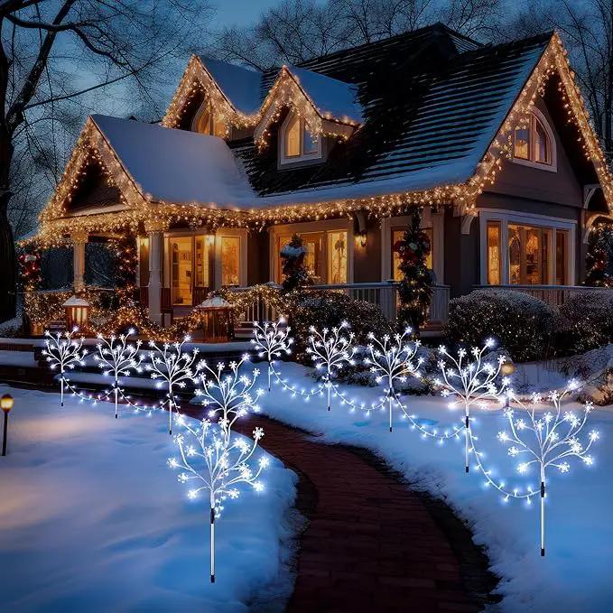 Enhon 5 Pack Snowflake Christmas Pathway Lights, 180 LED Garden Stake Lights with 8 Light Modes and Timer Function, Waterproof Xmas Decoration Tree Light for Outdoor Yard Lawn Patio Decor (Cool White) by GreenHaven Gardens