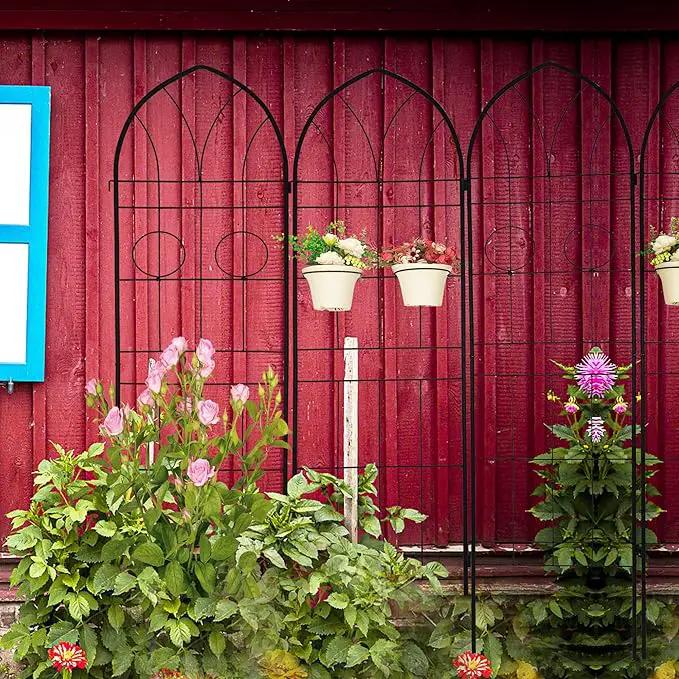 4 Pack Metal Garden Trellis 78.7" H Garden Fence Rustproof Trellis for Climbing Plants Support Roses Flower Outdoor Lawn Black by GreenHaven Gardens