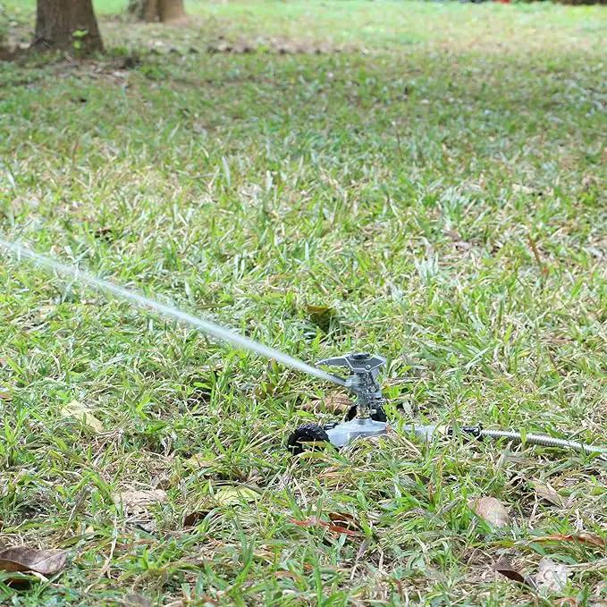 STYDDI Metal Pulsating Sprinkler on in-Series Metal Wheeled Base, Adjustable Circular Water Sprinkler for Medium to Large Circular Lawn, Yard, Garden and Large Areas, Coverage up to 6,360 Sq. ft by GreenHaven Gardens