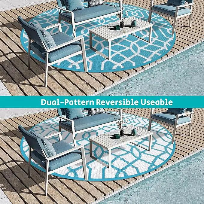 HEBE Outdoor Rug 8ft for Patios Waterproof Clearance Reversible Patio Mat Plastic Straw Rug RV Camping Mat Outside Area Rug Carpet for Camping RV,Porch,Deck,Balcony,Camper,Backyard by GreenHaven Gardens