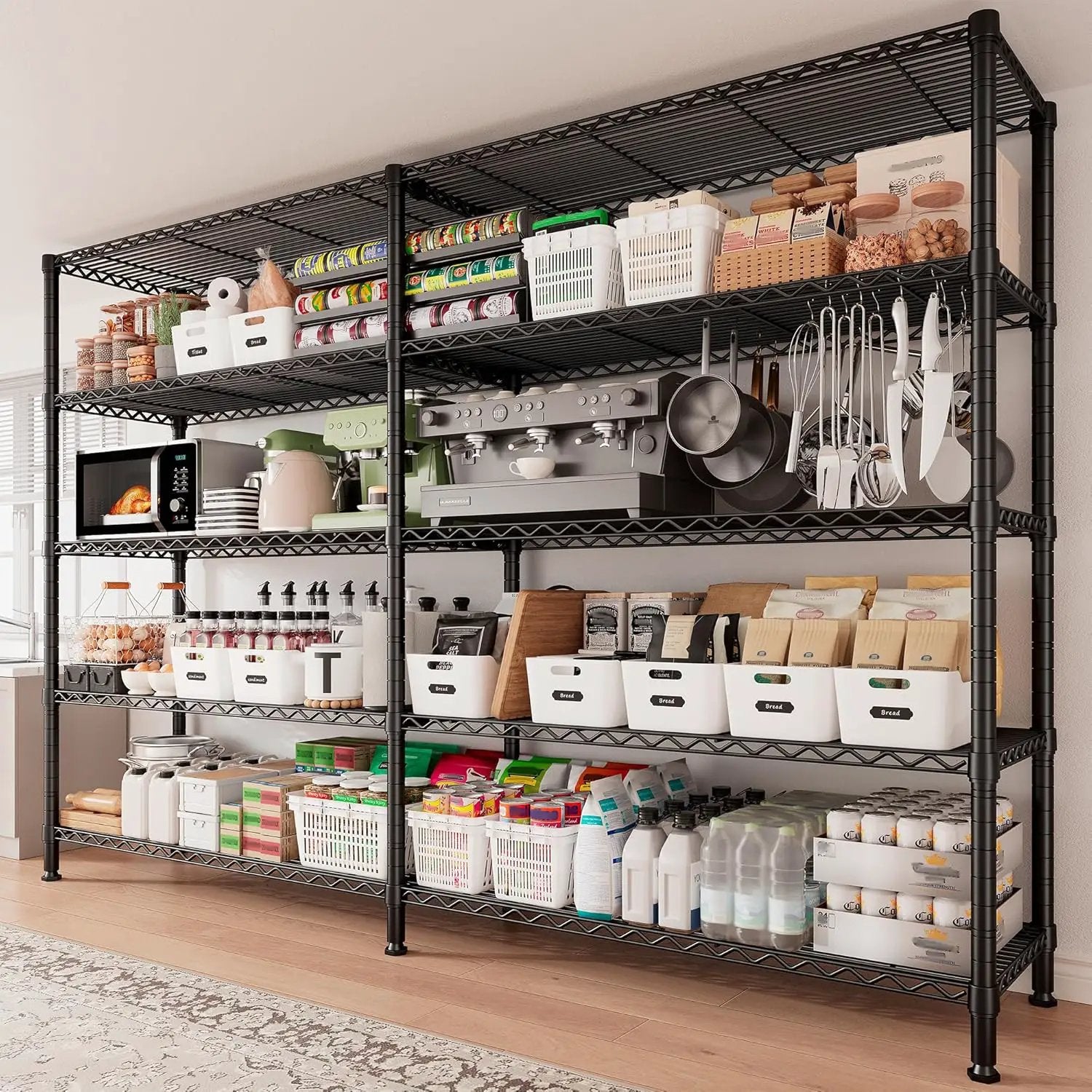 REIBII 70"W Storage Shelves Load 1600LBS, Metal Shelving 5-tier Wire Shelving Unit Metal Shelves for Storage Adjustable Garage Shelving for Pantry Kitchen Garage Commercial school 70"W*15.8"D*72.4"H by GreenHaven Gardens