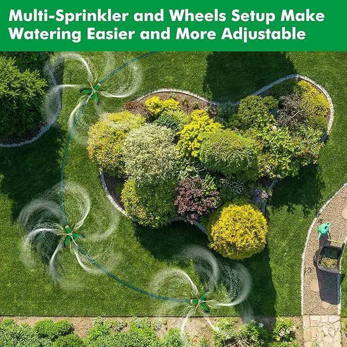 RESTMO 3-Arm Metal Sprinkler with Wheel Base, 360 Degree Automatic Rotary Lawn Sprinkler System for Garden Plant, Flower Bed and Yard Watering and Large Yard Area Watering by GreenHaven Gardens