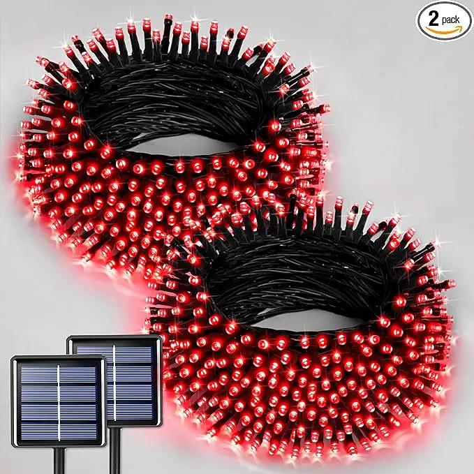 JMEXSUSS 2 Pack Red Solar String Lights, Total 400 LED 151FT Red Solar Lights Outdoor Waterproof, 8 Modes Christmas String Lights for Outside Yard Patio Garden Tree Decorations by GreenHaven Gardens